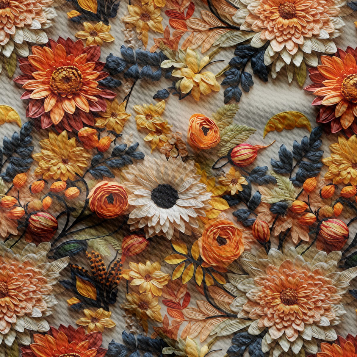 Bullet Textured Fabric AA1917 flowers Embroidery
