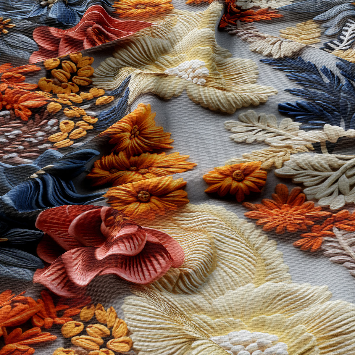 Floral Bullet Textured Fabric AA1921 flowers Embroidery
