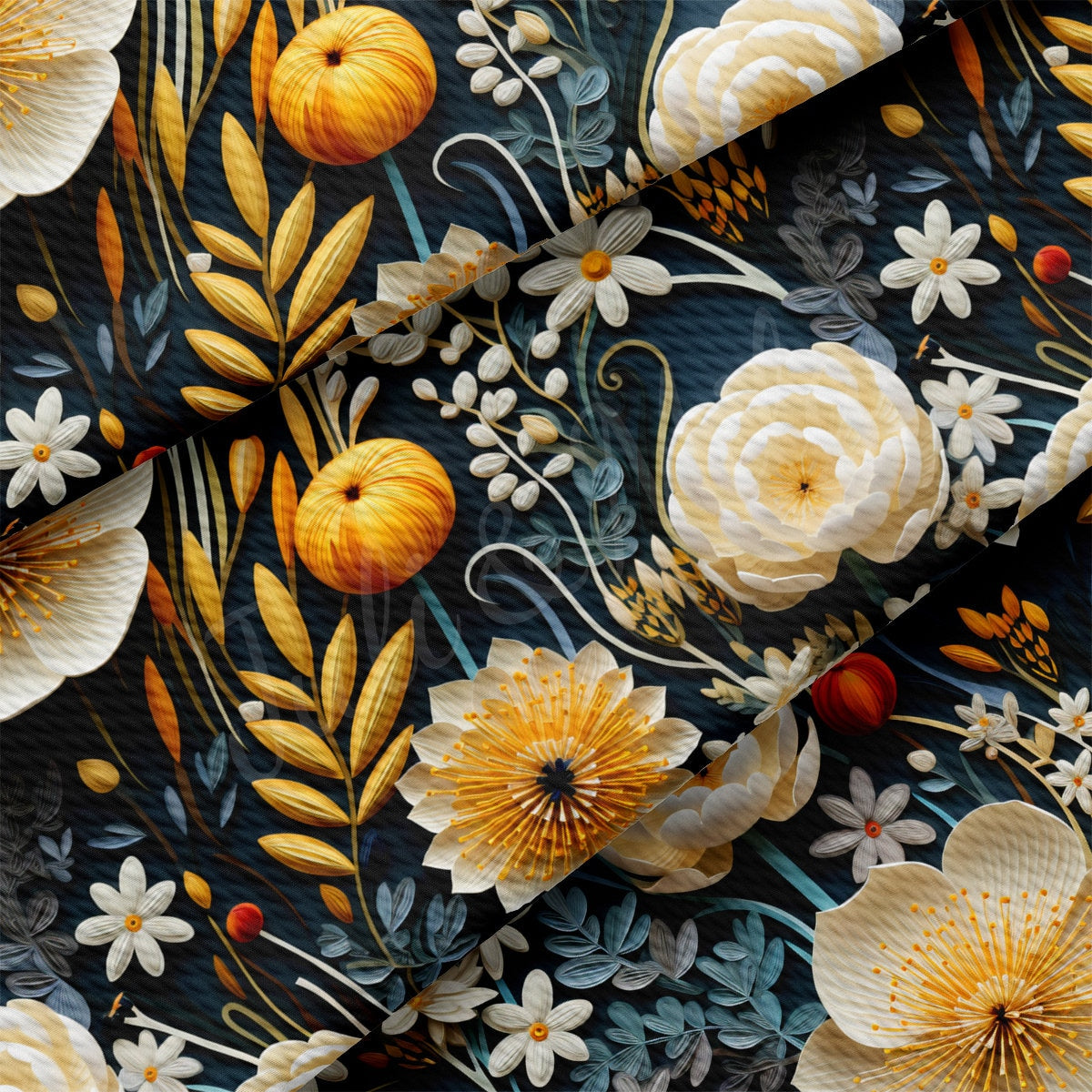 Floral Bullet Textured Fabric AA1927 flowers Embroidery