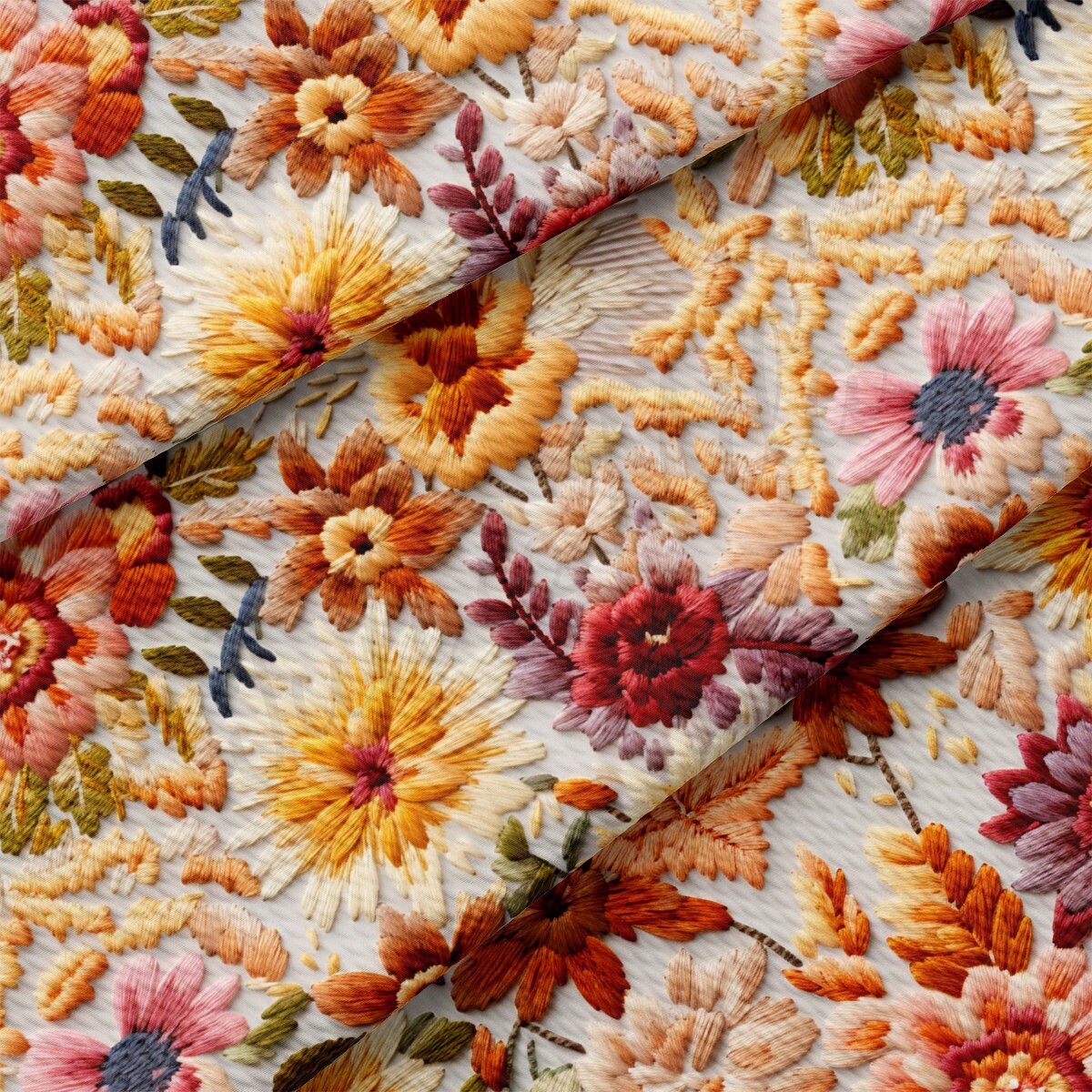 Floral Flowers Bullet Textured Fabric AA1933 Embroidery