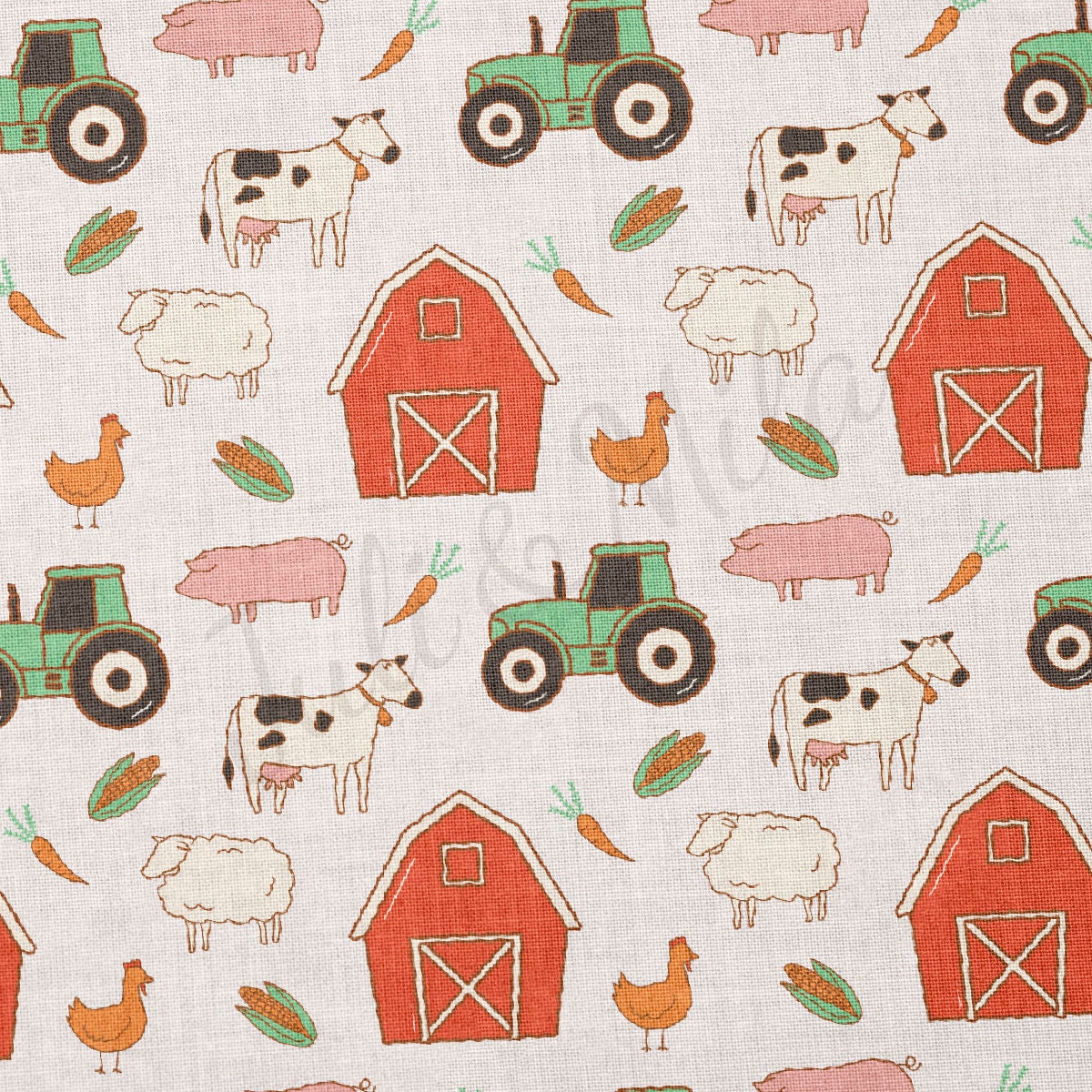100% Cotton Fabric By the Yard Printed in USA Cotton Sateen - Cotton СTN1854 farm