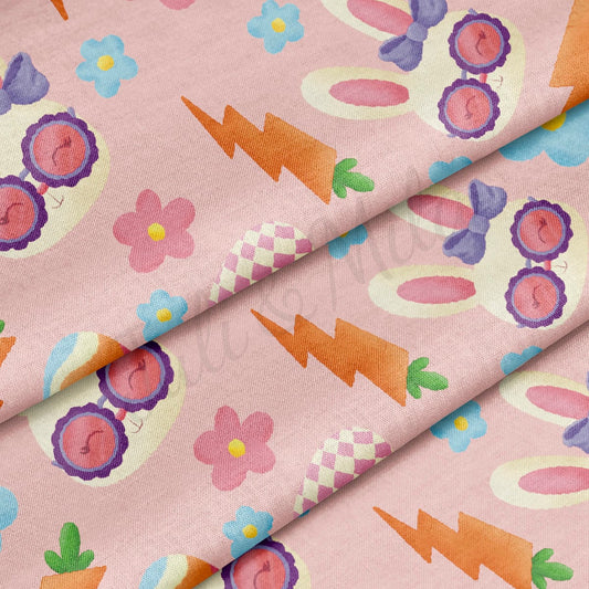 100% Cotton Fabric By the Yard Printed in USA Cotton Sateen - Cotton bunnies СTN1885