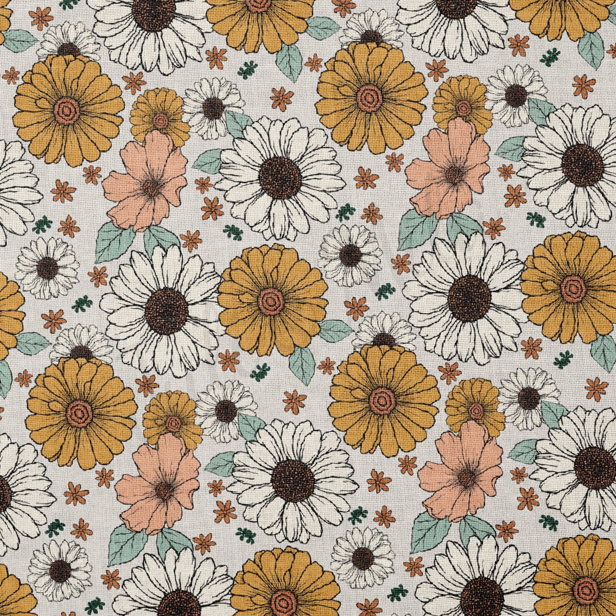 100% Cotton Fabric By the Yard Printed in USA Cotton Sateen - Cotton floral СTN1858