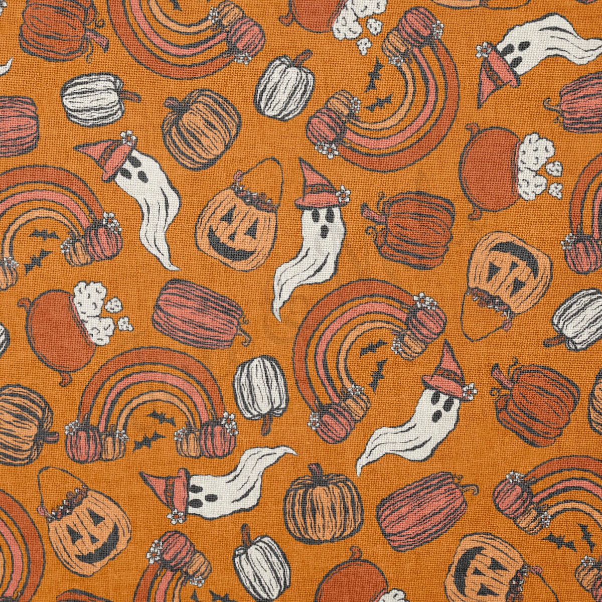 100% Cotton Fabric By the Yard Printed in USA Cotton Sateen - Cotton Halloween СTN1875