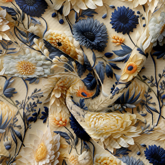 Floral Bullet Textured Fabric AA1930 flowers Embroidery