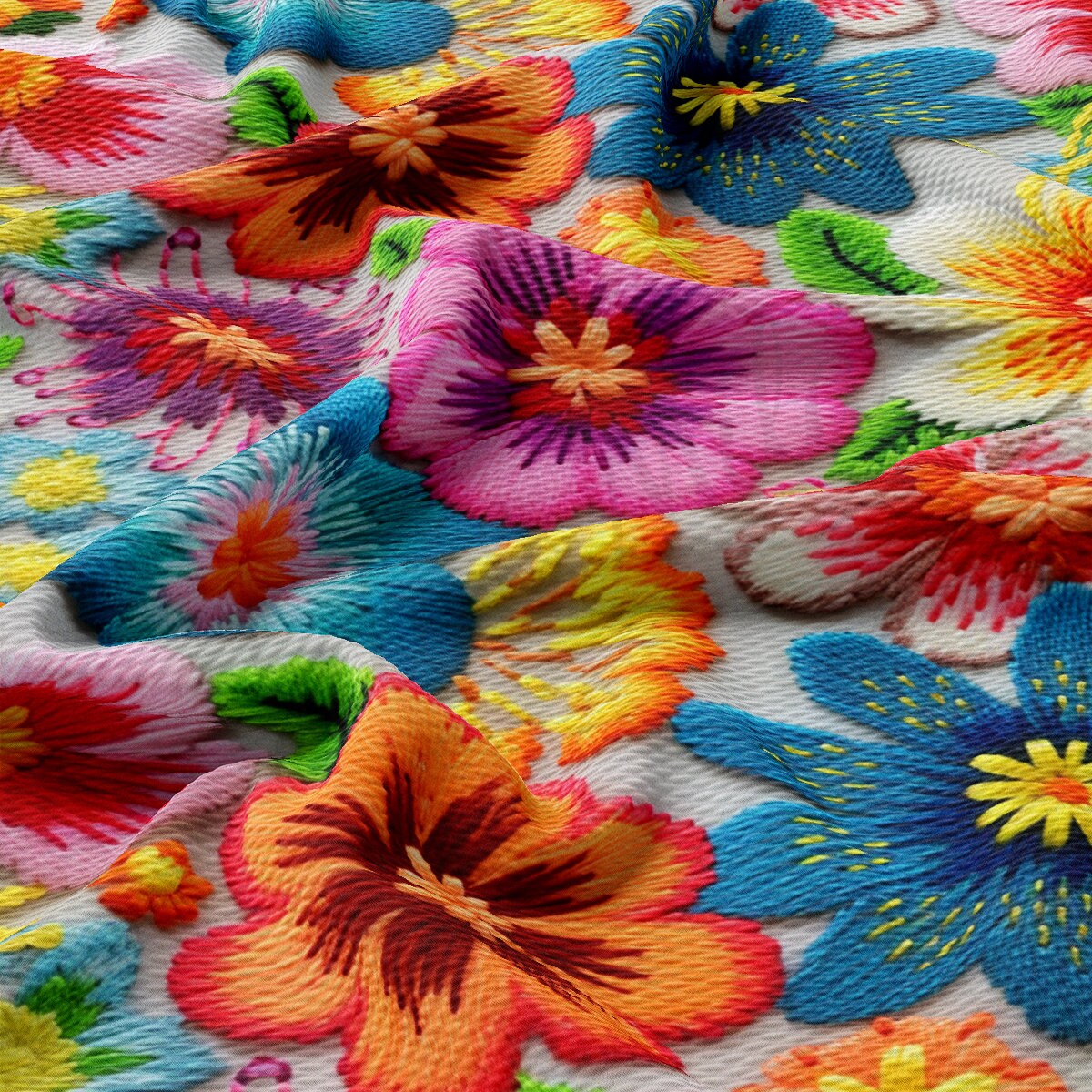 Floral Bullet Textured Fabric AA1918 flowers Embroidery