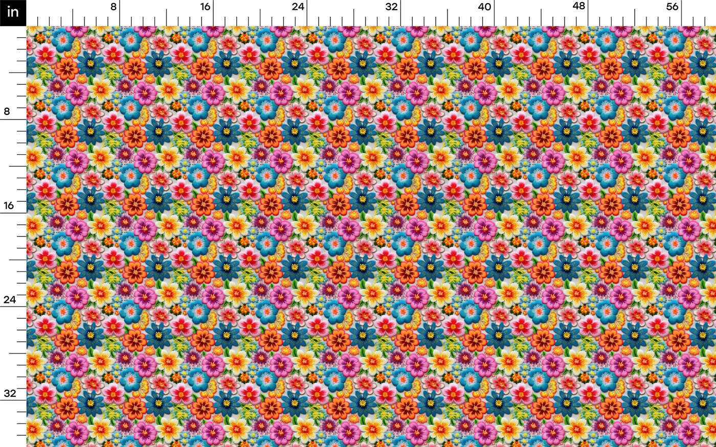 Floral Bullet Textured Fabric AA1918 flowers Embroidery