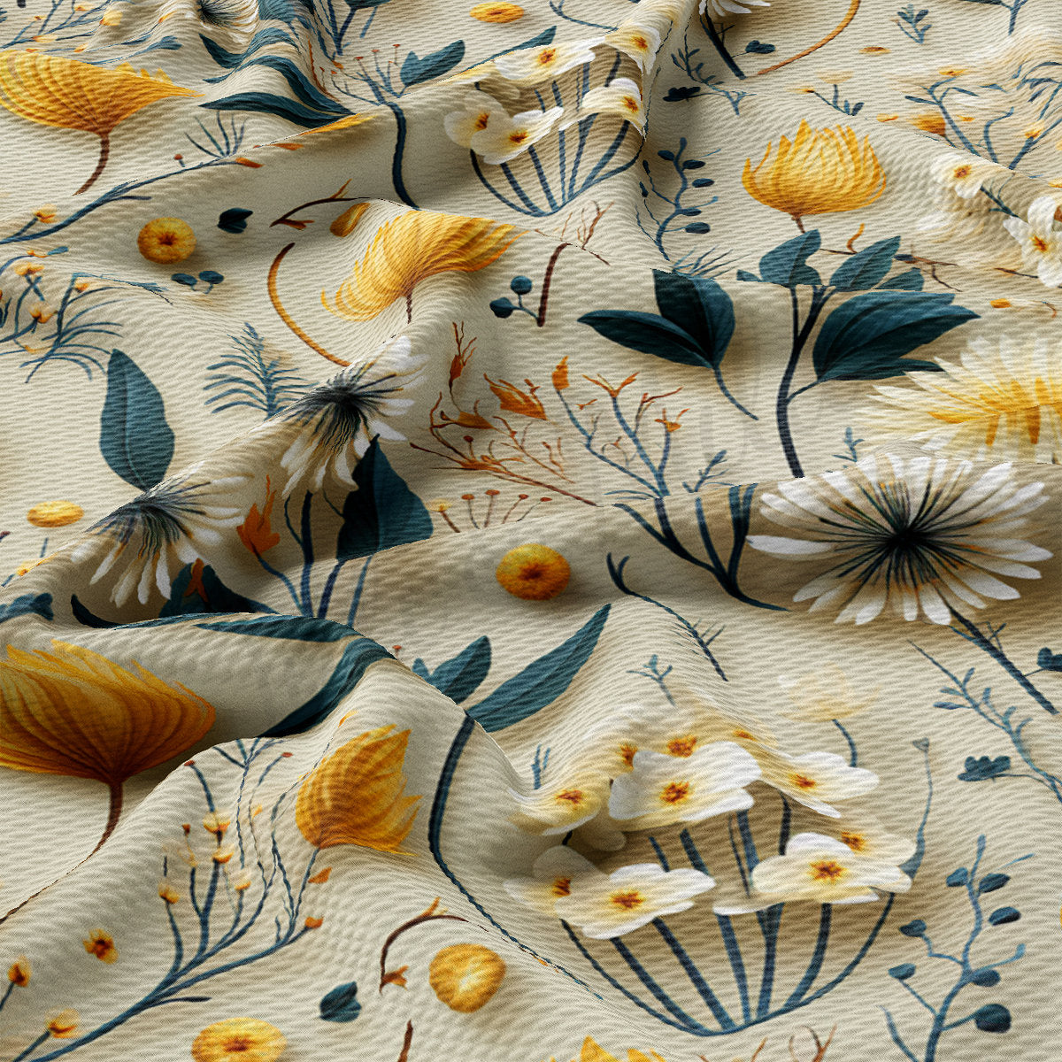 Floral Bullet Textured Fabric AA1934 flowers Embroidery