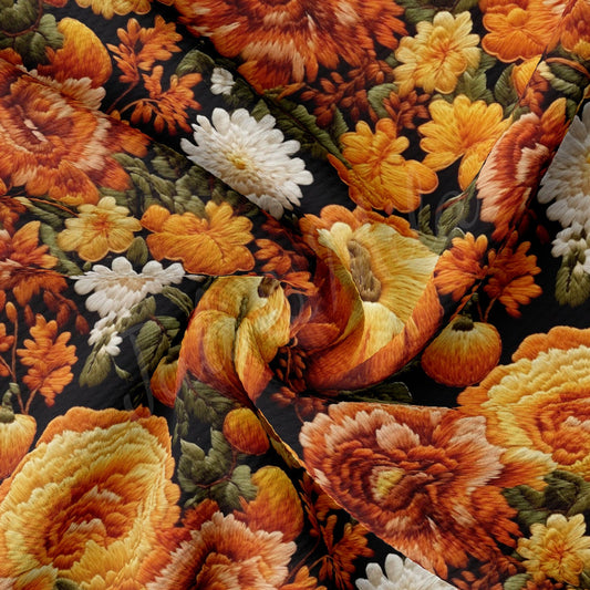 Bullet Textured Fabric AA1926 flowers Embroidery