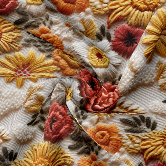 Bullet Textured Fabric AA1923 flowers Embroidery