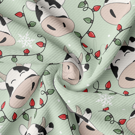 Cow Christmas Bullet Textured Fabric AA1903 trees