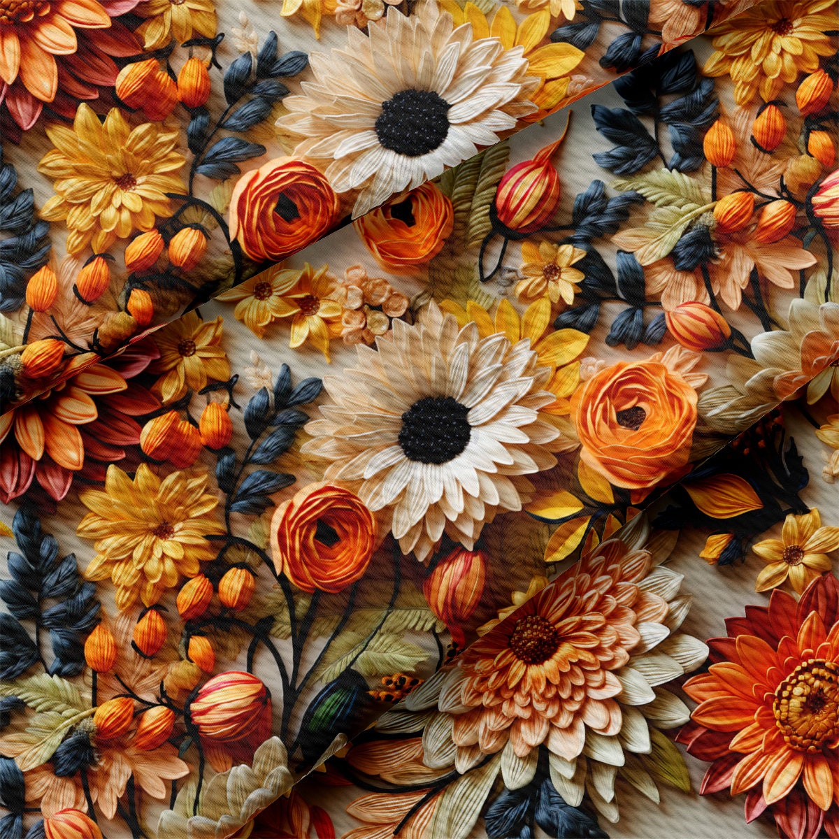 Bullet Textured Fabric AA1917 flowers Embroidery