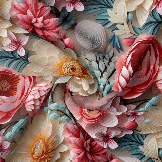 Floral Bullet Textured Fabric AA1920 flowers Embroidery