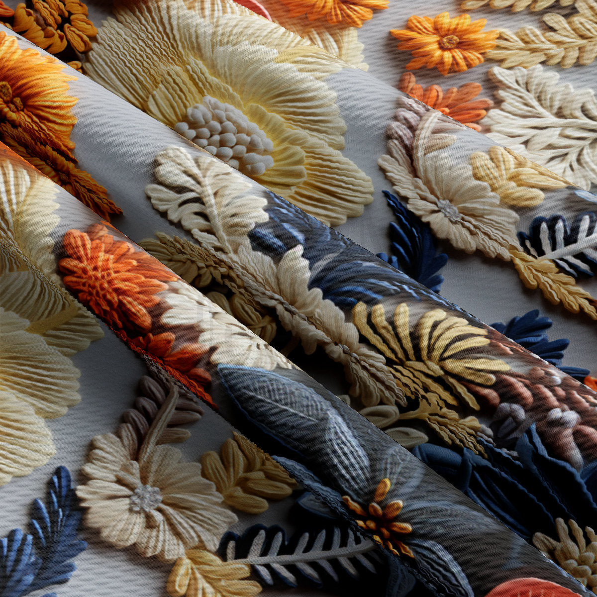 Floral Bullet Textured Fabric AA1921 flowers Embroidery