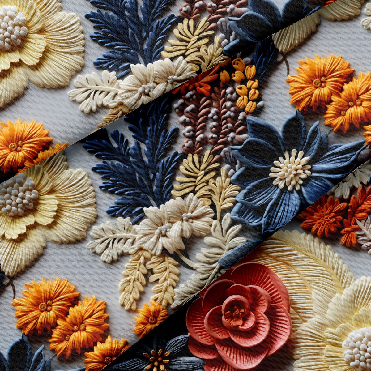 Floral Bullet Textured Fabric AA1921 flowers Embroidery