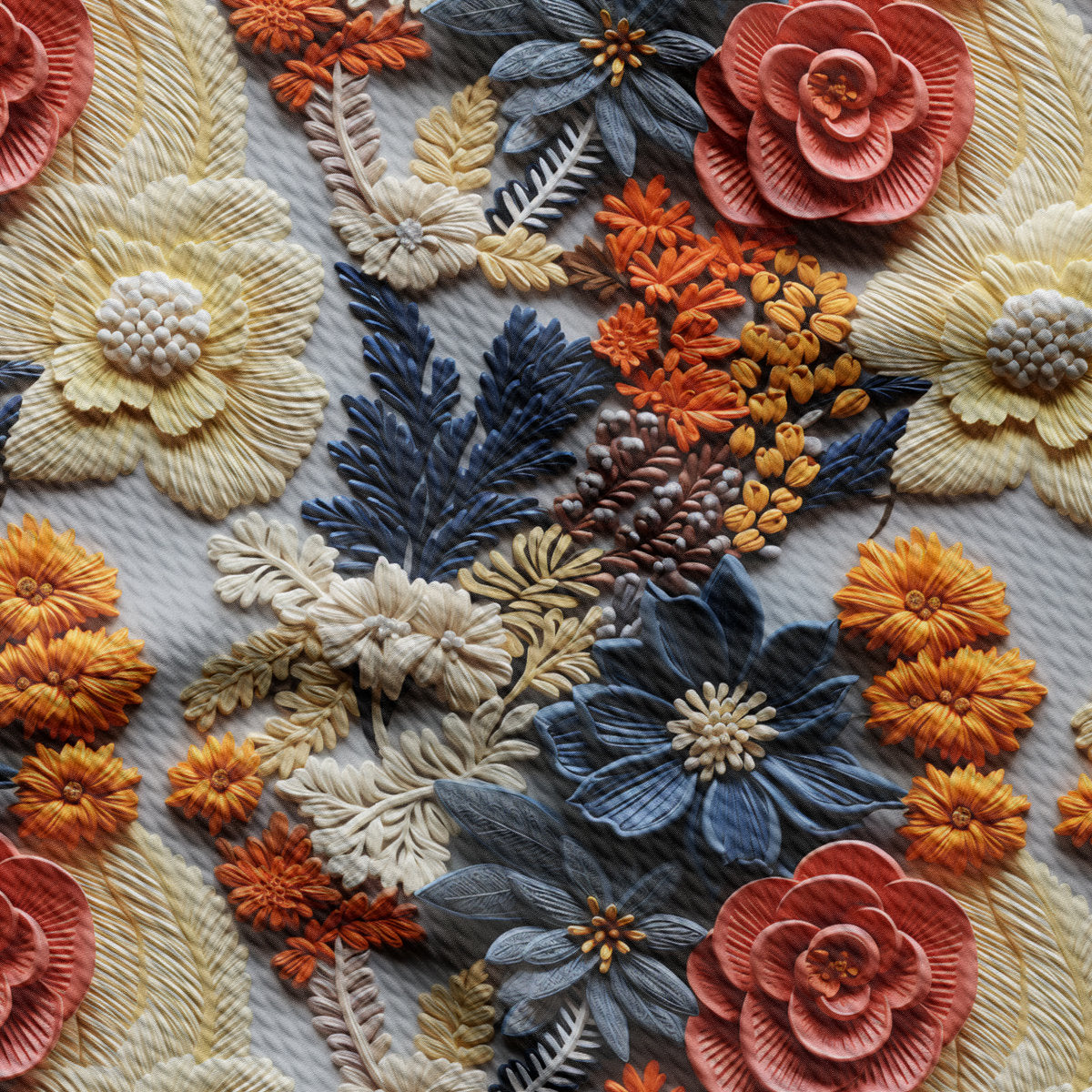 Floral Bullet Textured Fabric AA1921 flowers Embroidery