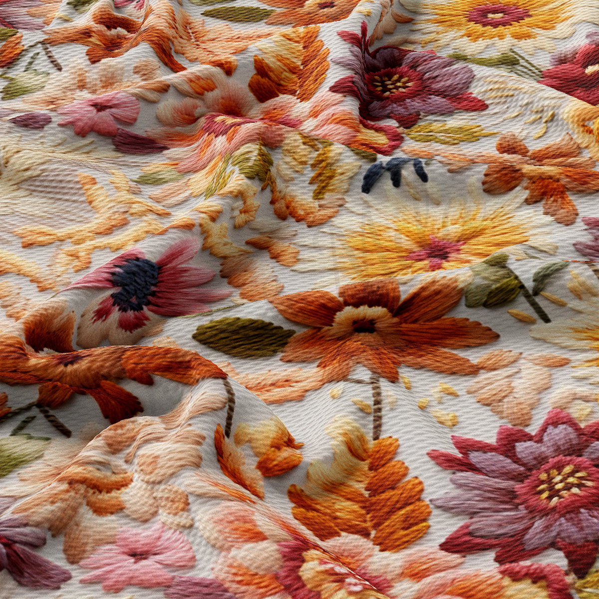 Floral Flowers Bullet Textured Fabric AA1933 Embroidery