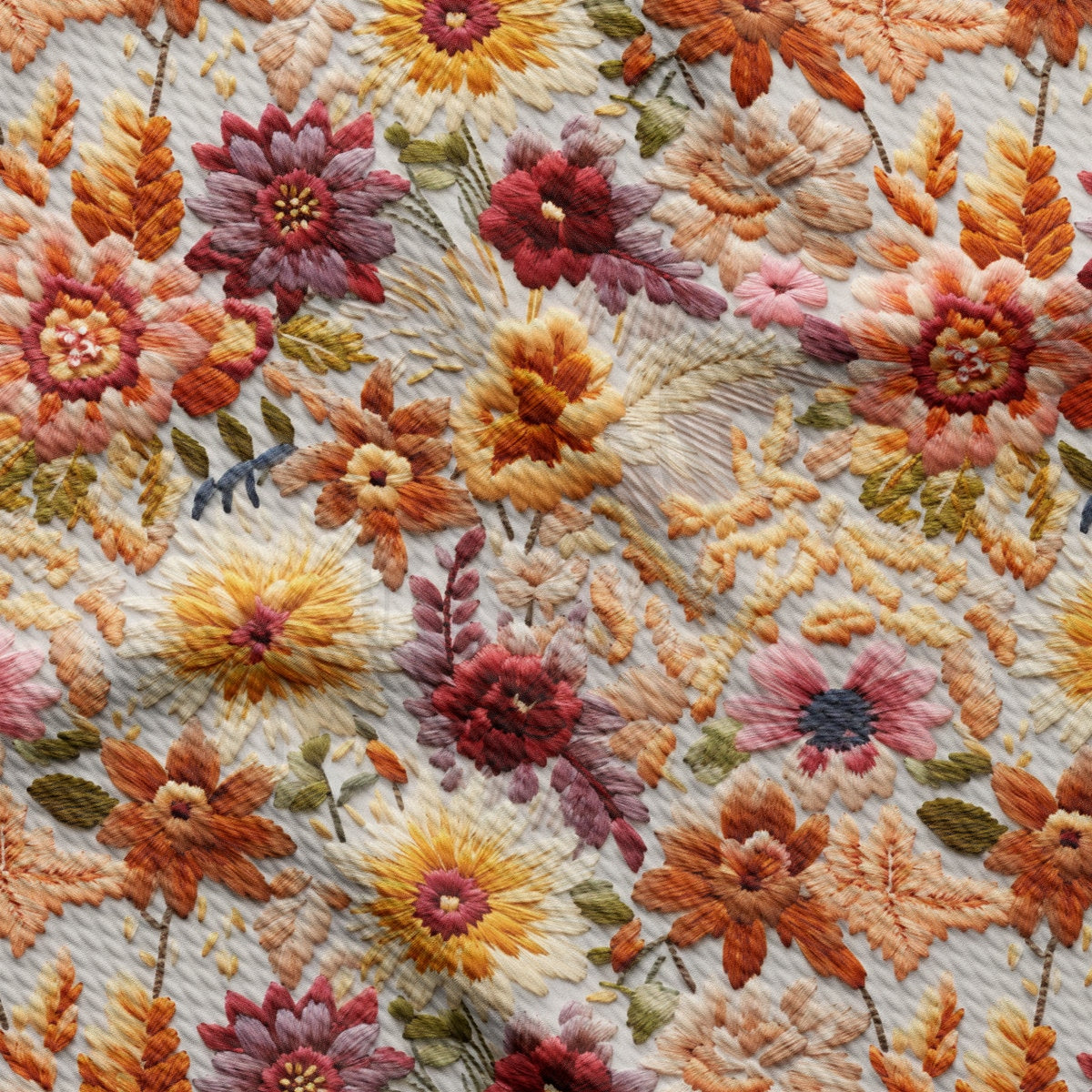 Floral Flowers Bullet Textured Fabric AA1933 Embroidery