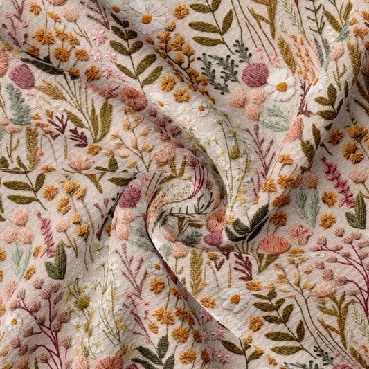 Floral Embroidery Print Floral Bullet Fabric AA1979