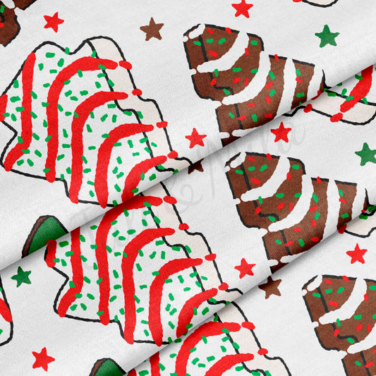 100% Cotton Fabric By the Yard Printed in USA Cotton Sateen - Cotton Printed СTN19734 christmas cakes