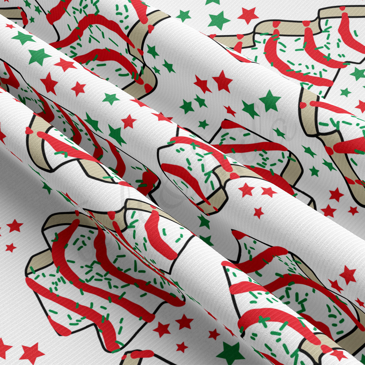 Christmas Cakes Rib Knit Fabric RBK1976