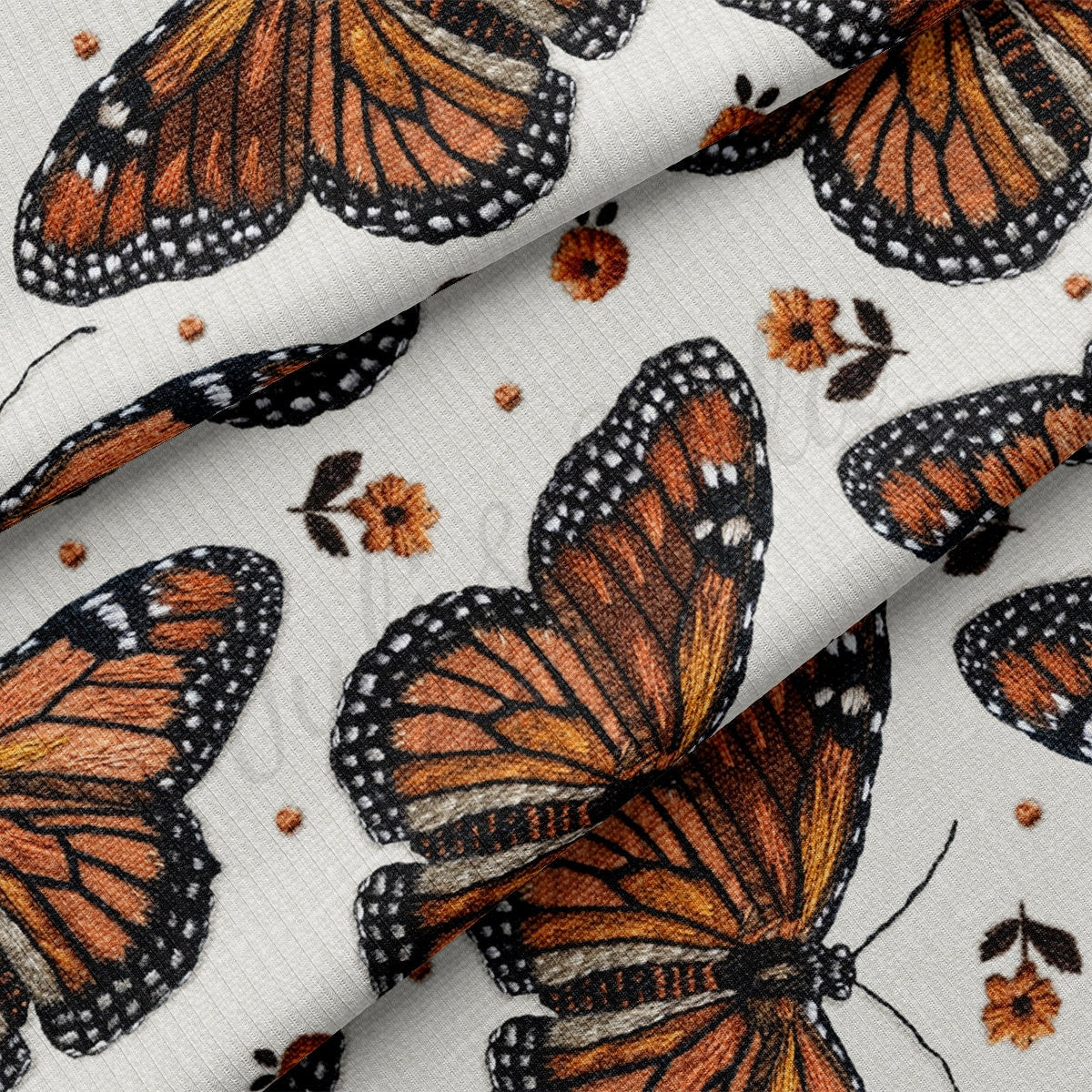 Butterflies Rib Knit Fabric RBK1978