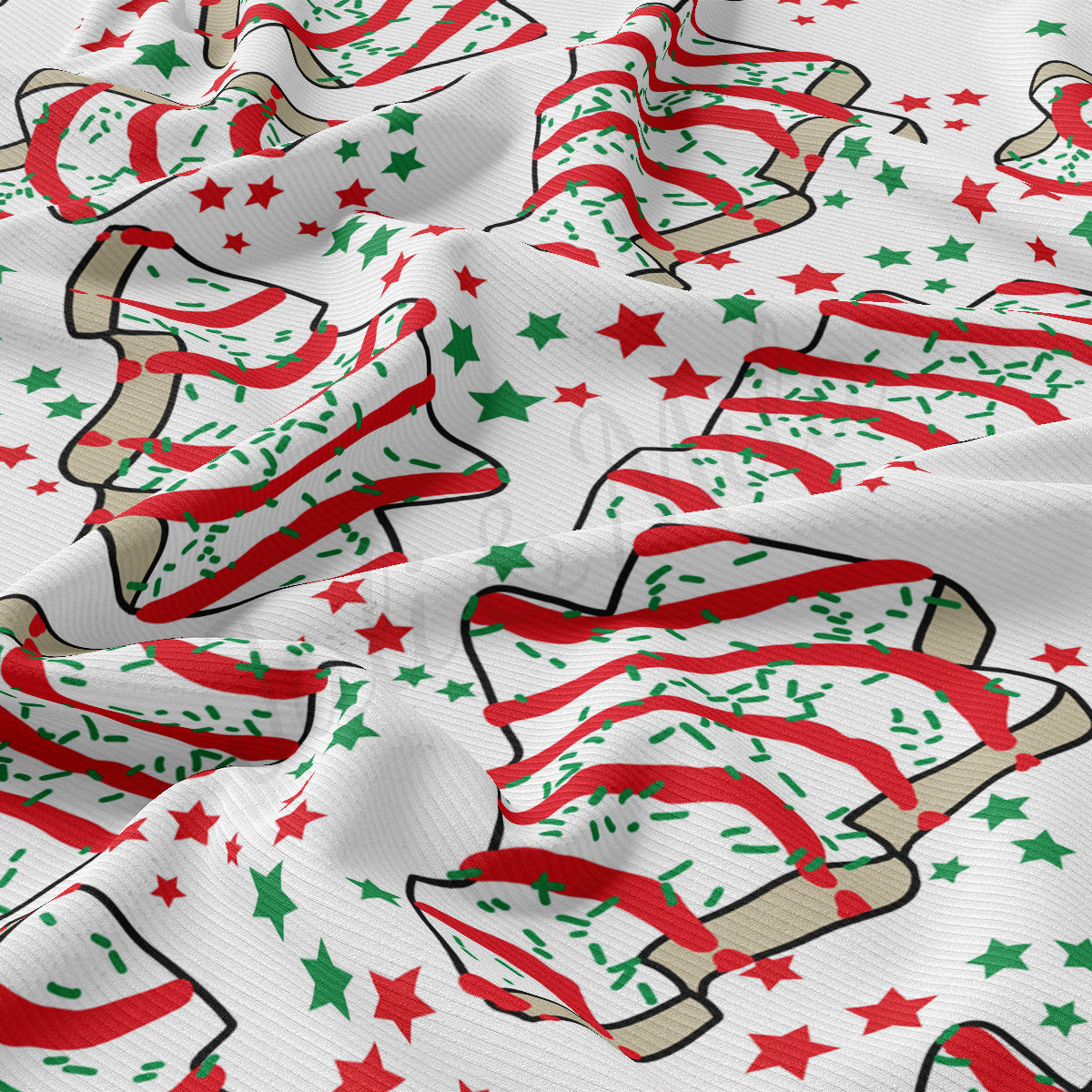 Christmas Cakes Rib Knit Fabric RBK1976