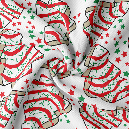 Christmas Cakes Rib Knit Fabric RBK1976