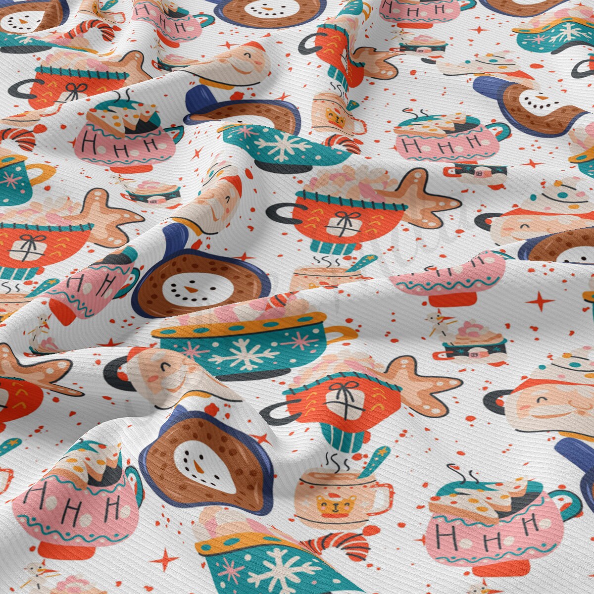 Christmas Rib Knit Fabric by the Yard Ribbed Jersey Stretchy Soft Polyester Stretch Fabric 1 Yard RBK2018