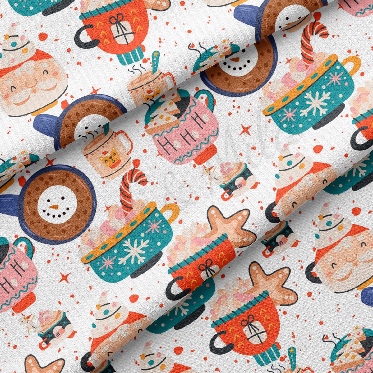 Christmas Rib Knit Fabric by the Yard Ribbed Jersey Stretchy Soft Polyester Stretch Fabric 1 Yard RBK2018