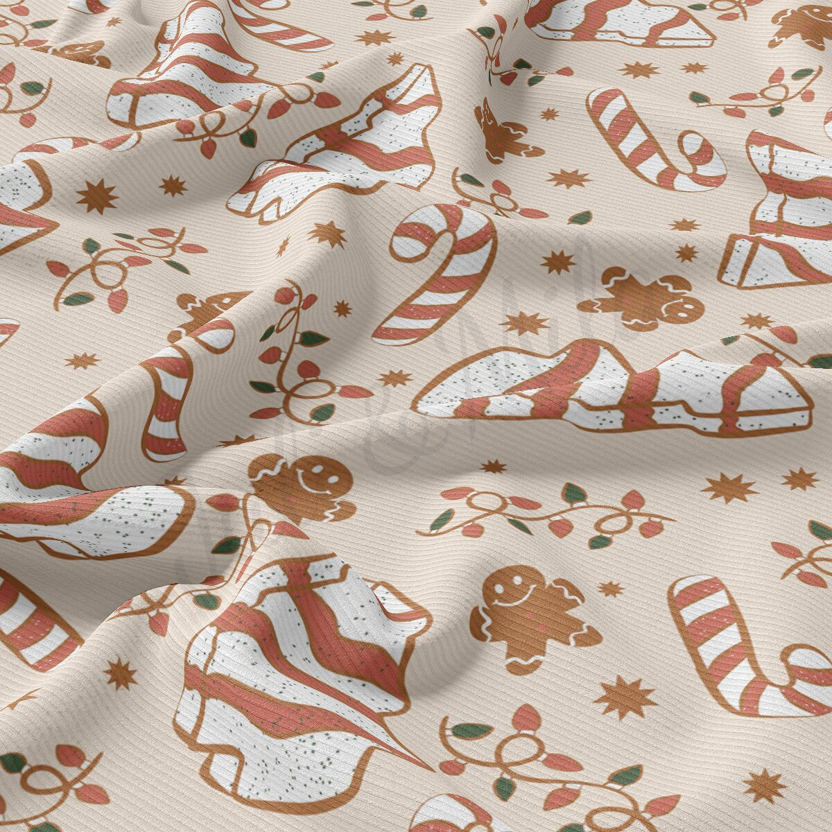 Christmas Rib Knit Fabric by the Yard Ribbed Jersey Stretchy Soft Polyester Stretch Fabric 1 Yard RBK2019