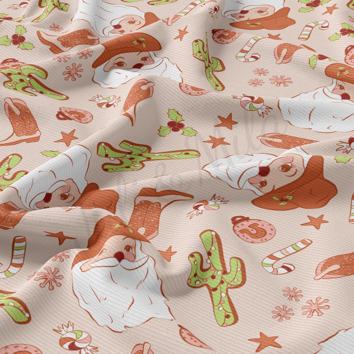 Christmas Rib Knit Fabric by the Yard Ribbed Jersey Stretchy Soft Polyester Stretch Fabric 1 Yard RBK2042