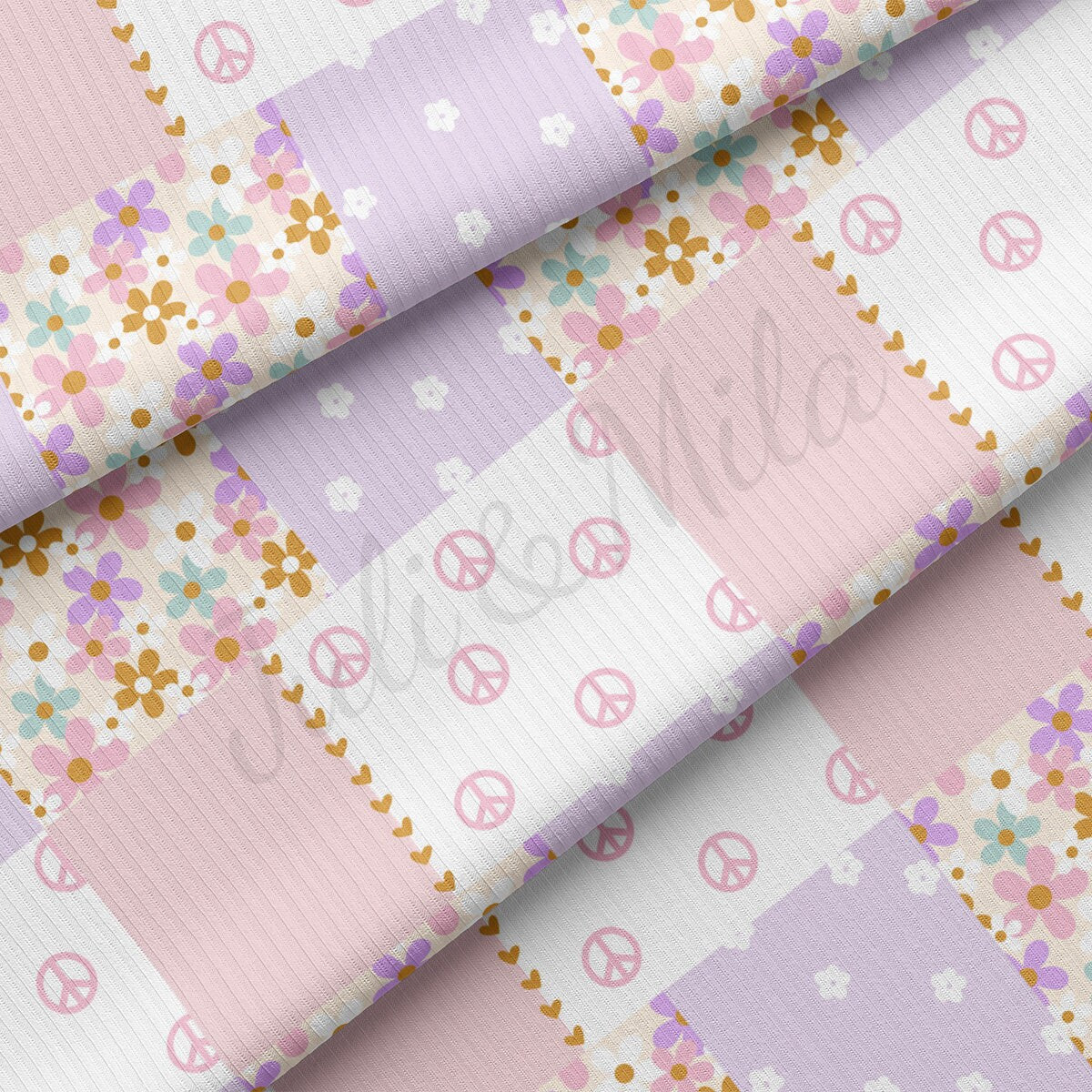 Easter Rib Knit Fabric by the Yard Ribbed Jersey Stretchy Soft Polyester Stretch Fabric 1 Yard RBK2049