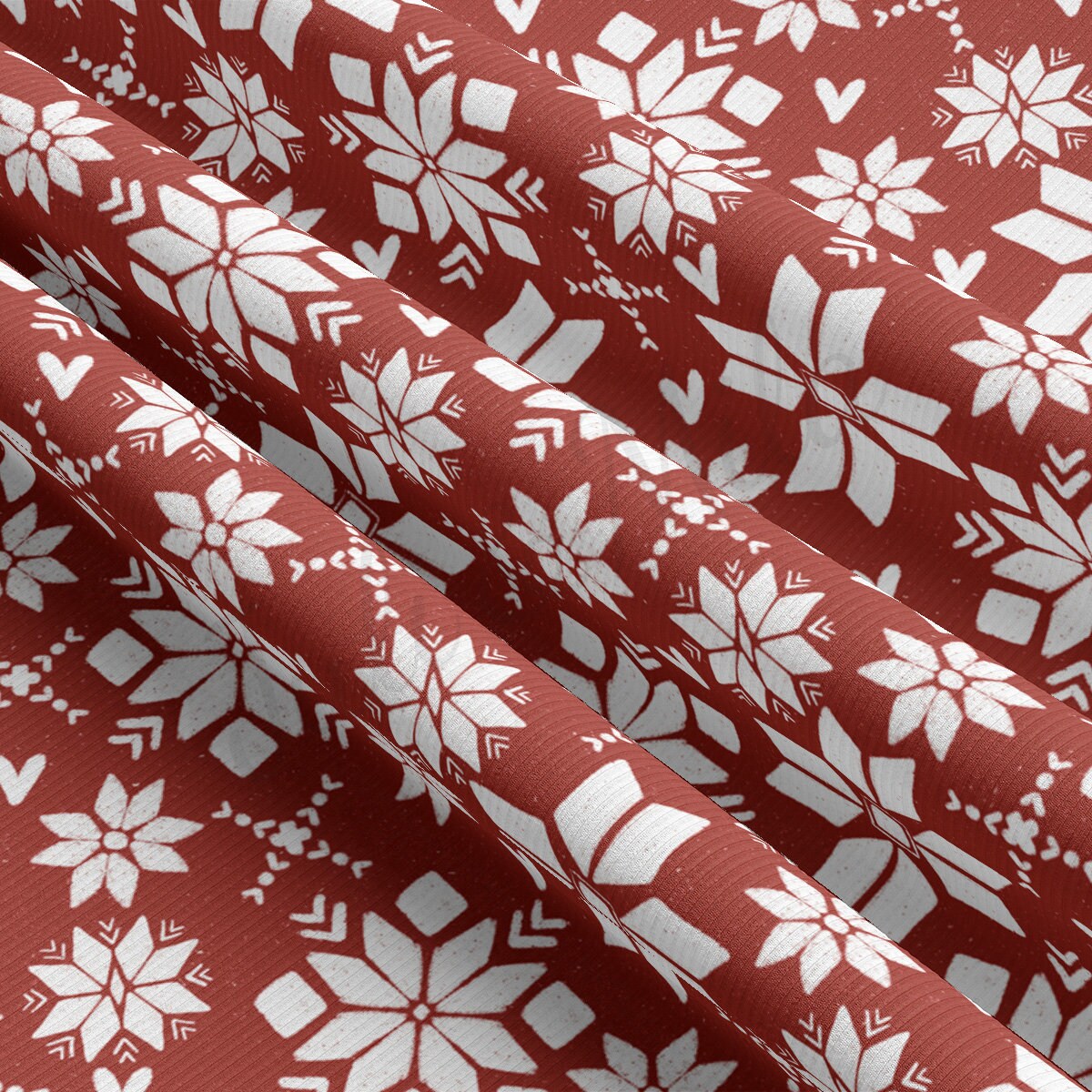 Christmas Rib Knit Fabric by the Yard Ribbed Jersey Stretchy Soft Polyester Stretch Fabric 1 Yard RBK2059
