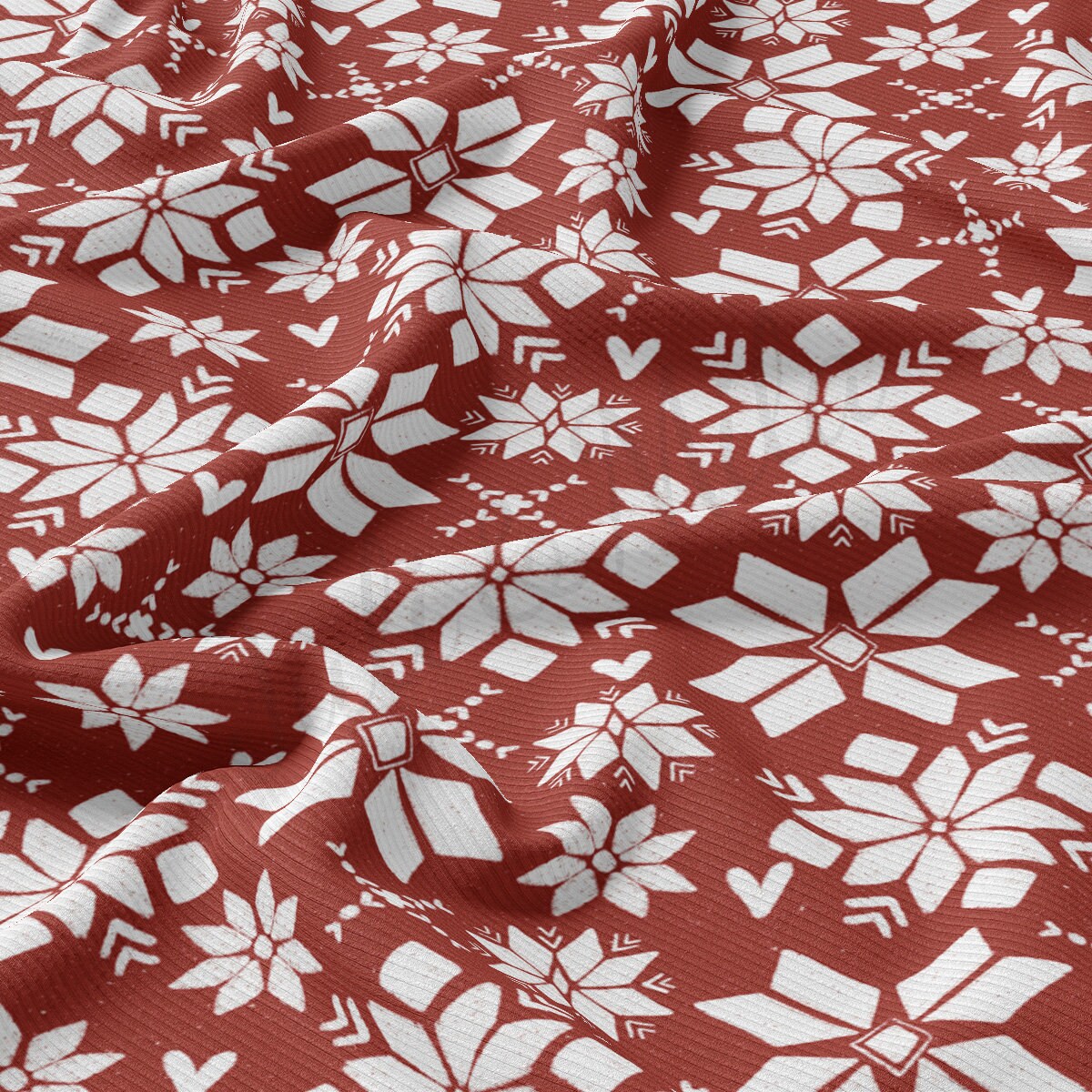 Christmas Rib Knit Fabric by the Yard Ribbed Jersey Stretchy Soft Polyester Stretch Fabric 1 Yard RBK2059