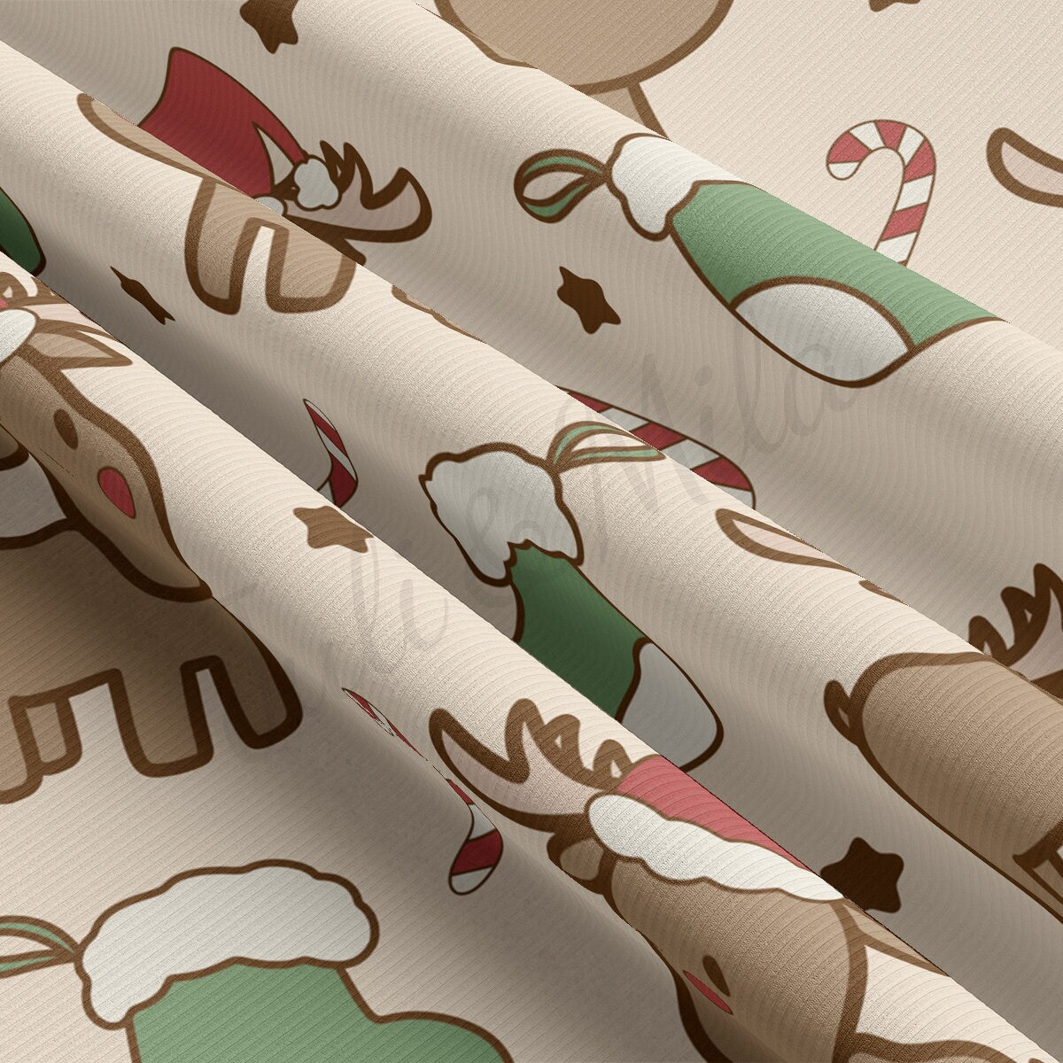 Christmas Rib Knit Fabric by the Yard Ribbed Jersey Stretchy Soft Polyester Stretch Fabric 1 Yard RBK2060