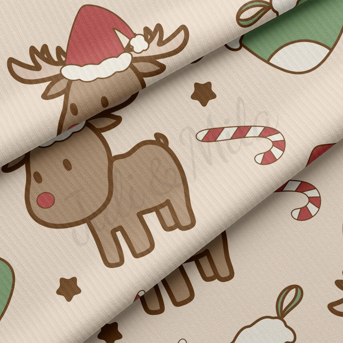 Christmas Rib Knit Fabric by the Yard Ribbed Jersey Stretchy Soft Polyester Stretch Fabric 1 Yard RBK2060