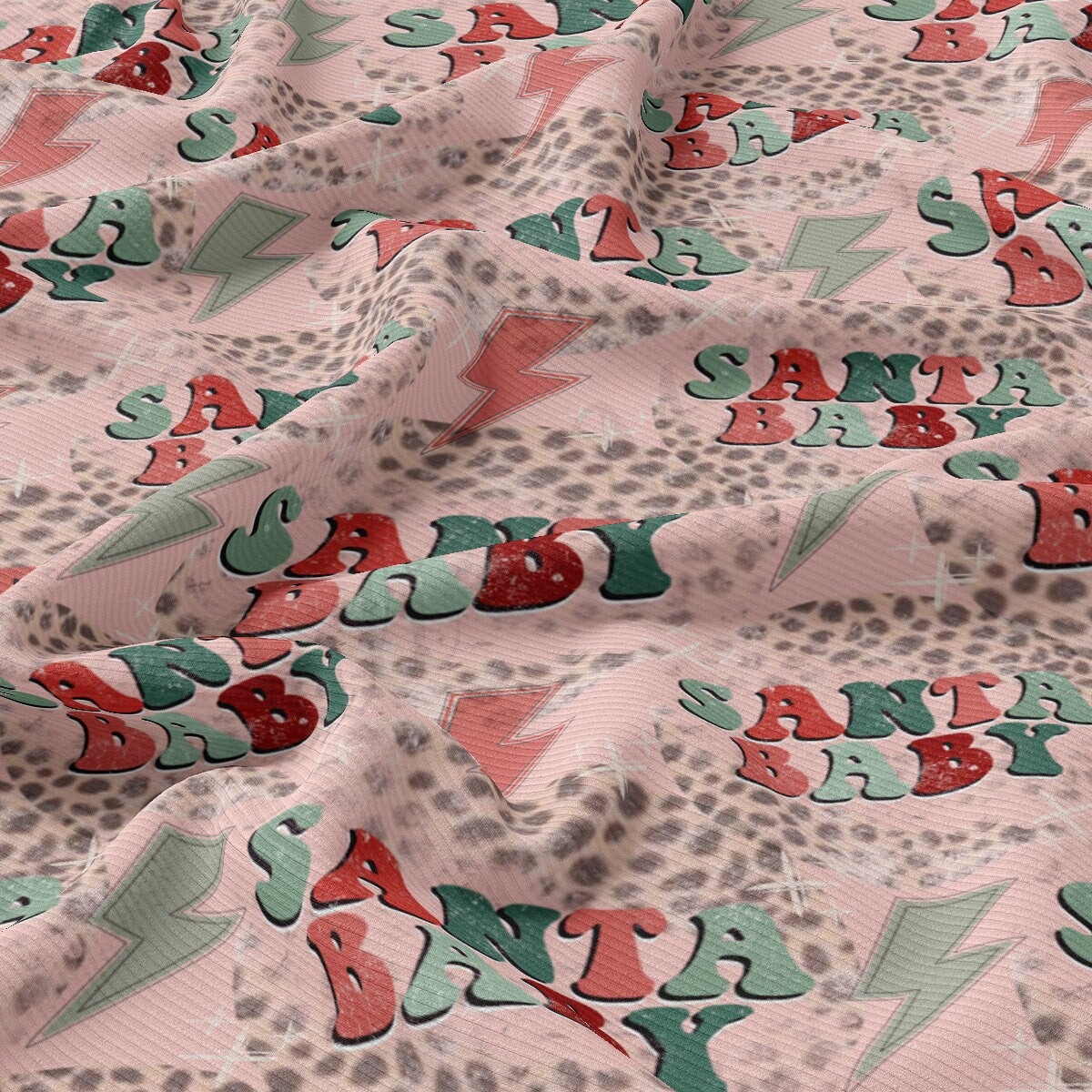 Christmas Rib Knit Fabric by the Yard Ribbed Jersey Stretchy Soft Polyester Stretch Fabric 1 Yard RBK2063