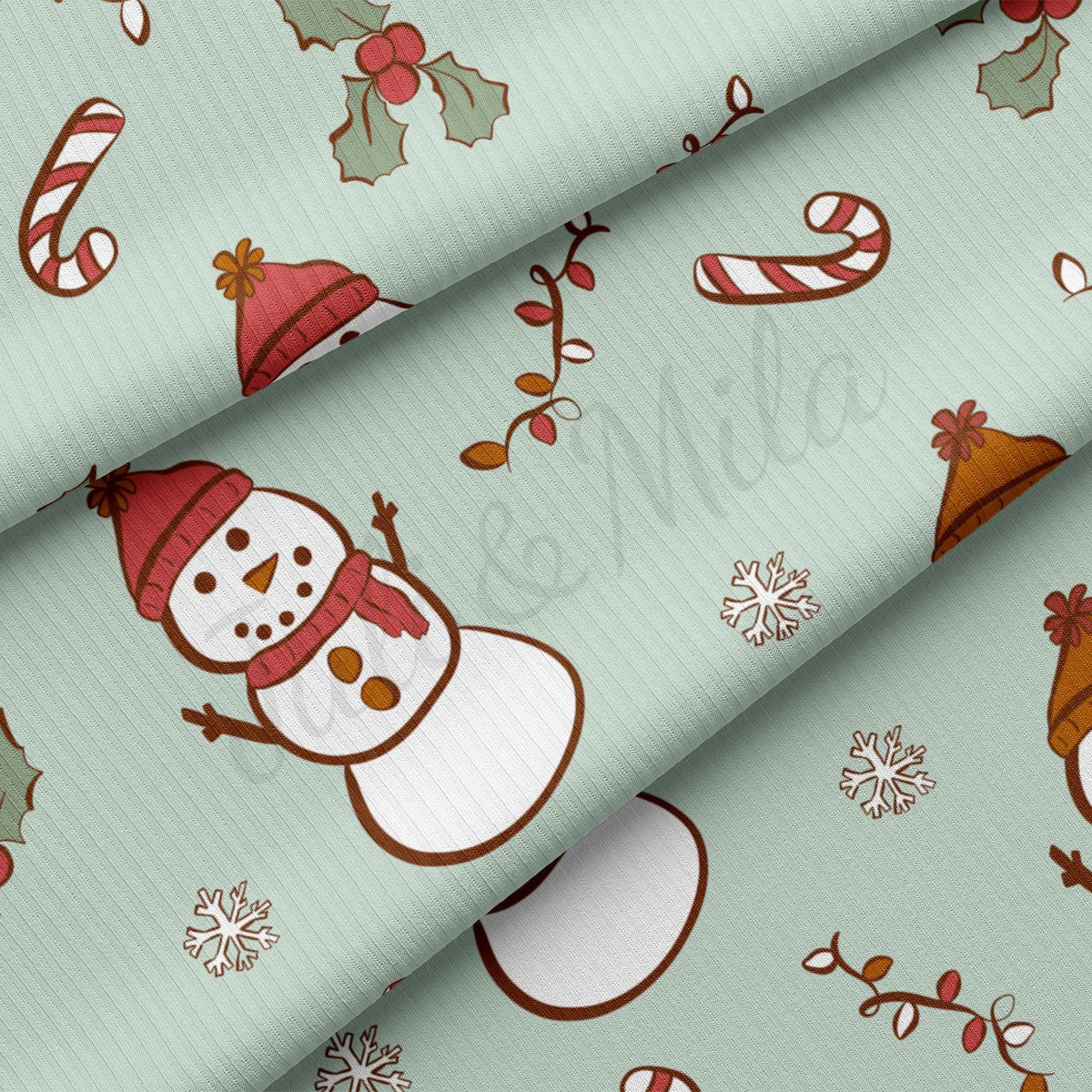 Christmas Rib Knit Fabric by the Yard Ribbed Jersey Stretchy Soft Polyester Stretch Fabric 1 Yard RBK2065