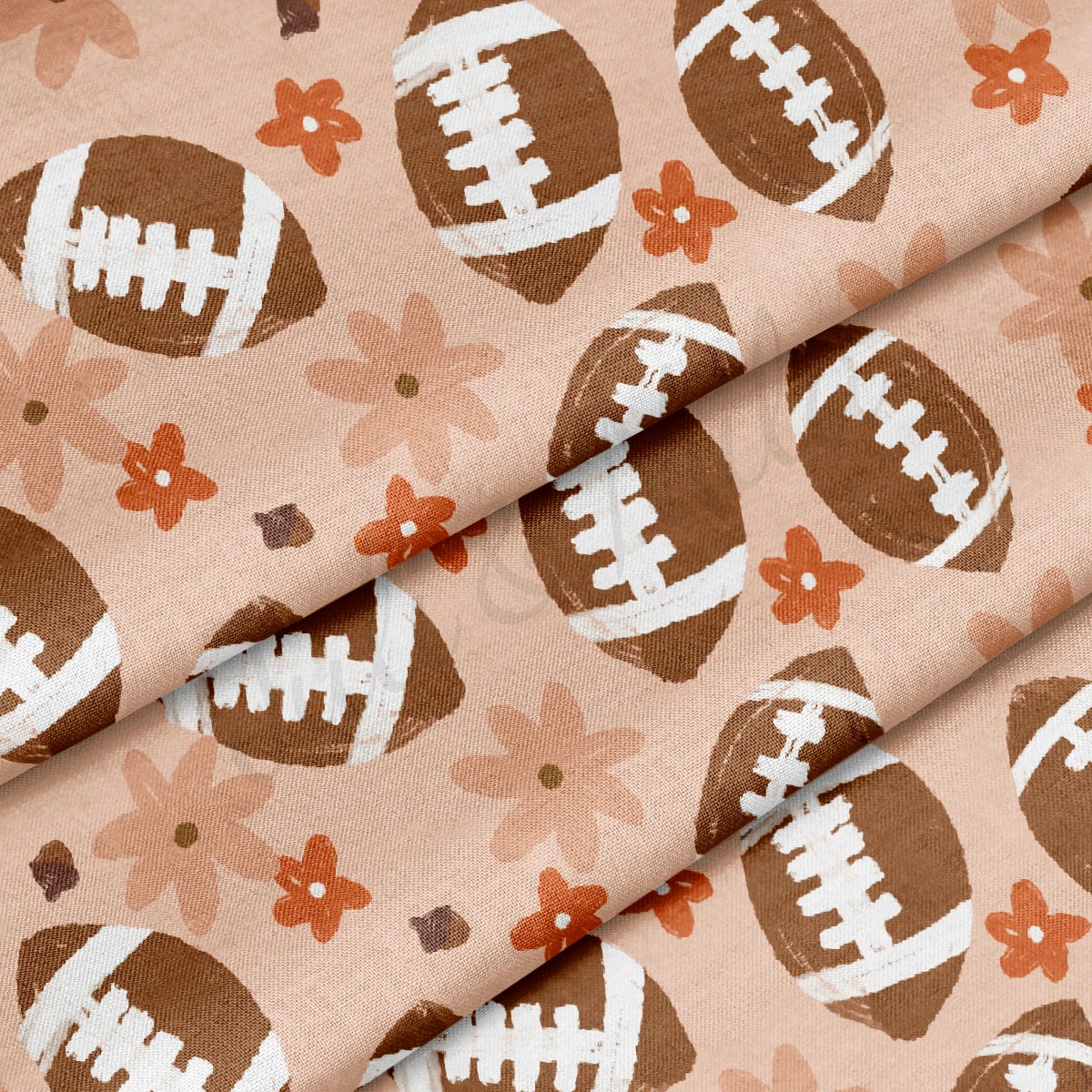 100% Cotton Fabric By the Yard Printed in USA Cotton Sateen - Cotton Football CTN2115