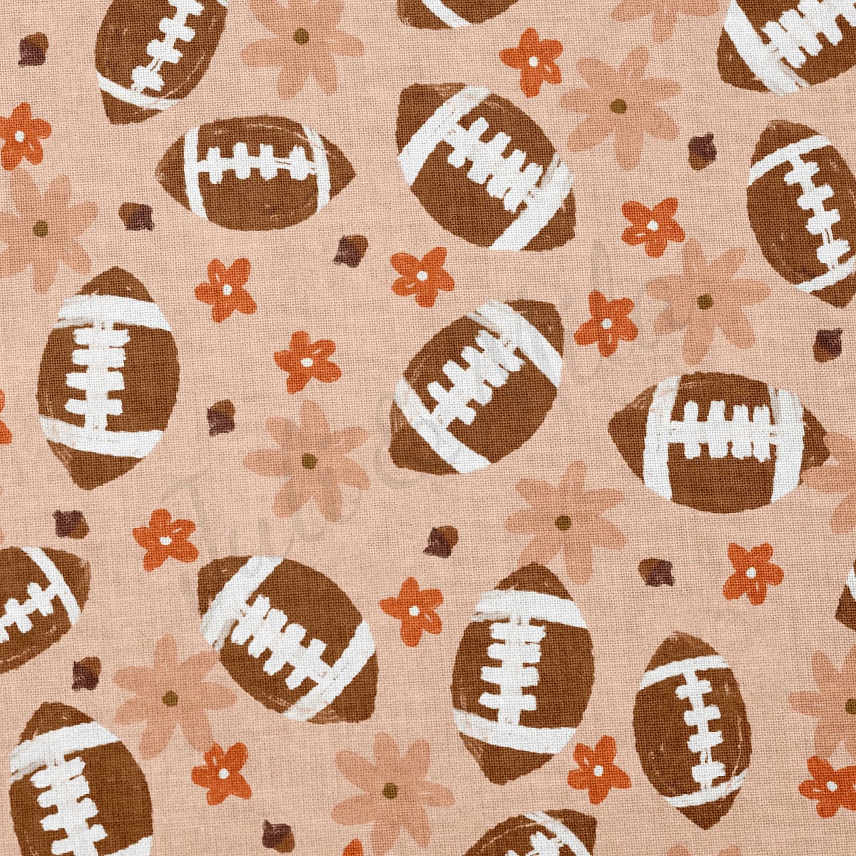 100% Cotton Fabric By the Yard Printed in USA Cotton Sateen - Cotton Football CTN2115