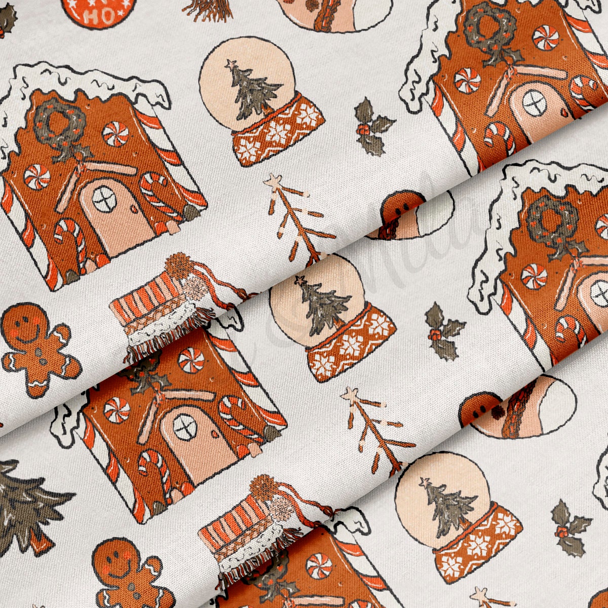 100% Cotton Fabric By the Yard Printed in USA Cotton Sateen - Cotton CNT2029 Christmas