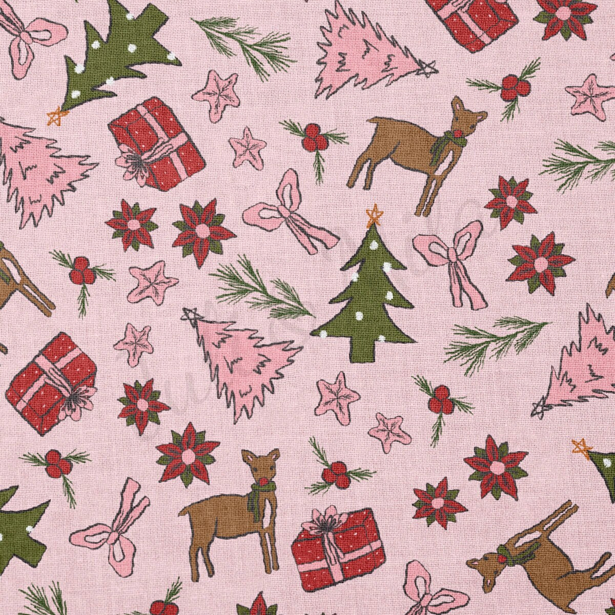 100% Cotton Fabric By the Yard Printed in USA Cotton Sateen - Cotton CNT2052 Christmas