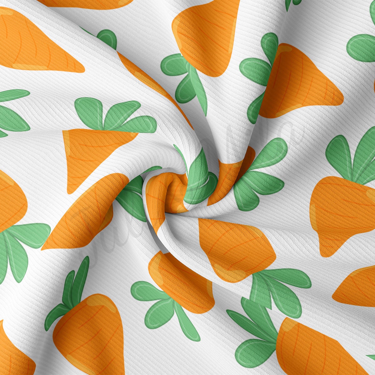 Easter Rib Knit Fabric by the Yard Ribbed Jersey Stretchy Soft Polyester Stretch Fabric 1 Yard RBK2004