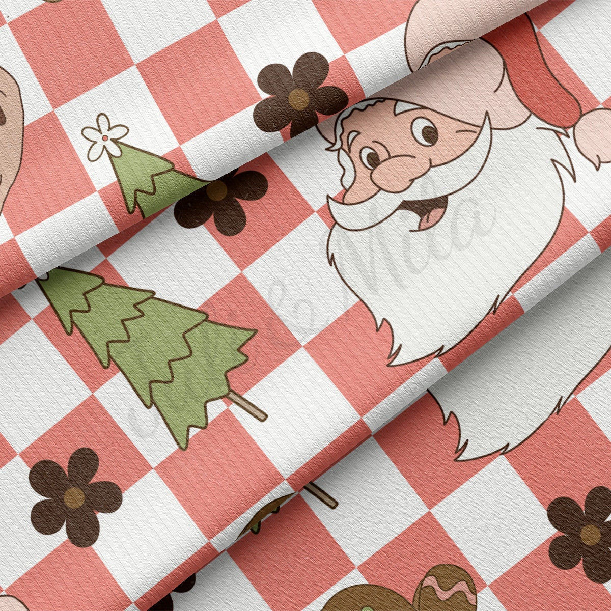Christmas Rib Knit Fabric by the Yard Ribbed Jersey Stretchy Soft Polyester Stretch Fabric 1 Yard RBK2005