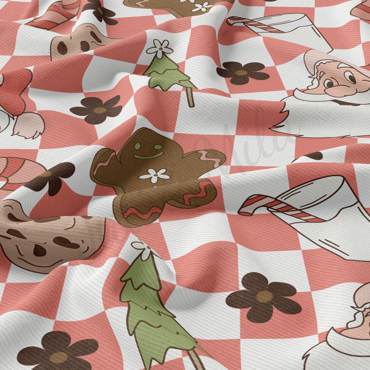 Christmas Rib Knit Fabric by the Yard Ribbed Jersey Stretchy Soft Polyester Stretch Fabric 1 Yard RBK2005