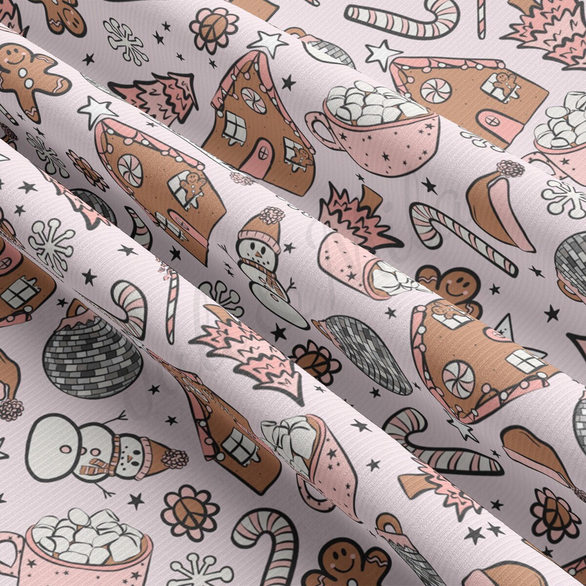 Christmas Rib Knit Fabric by the Yard Ribbed Jersey Stretchy Soft Polyester Stretch Fabric 1 Yard RBK2041