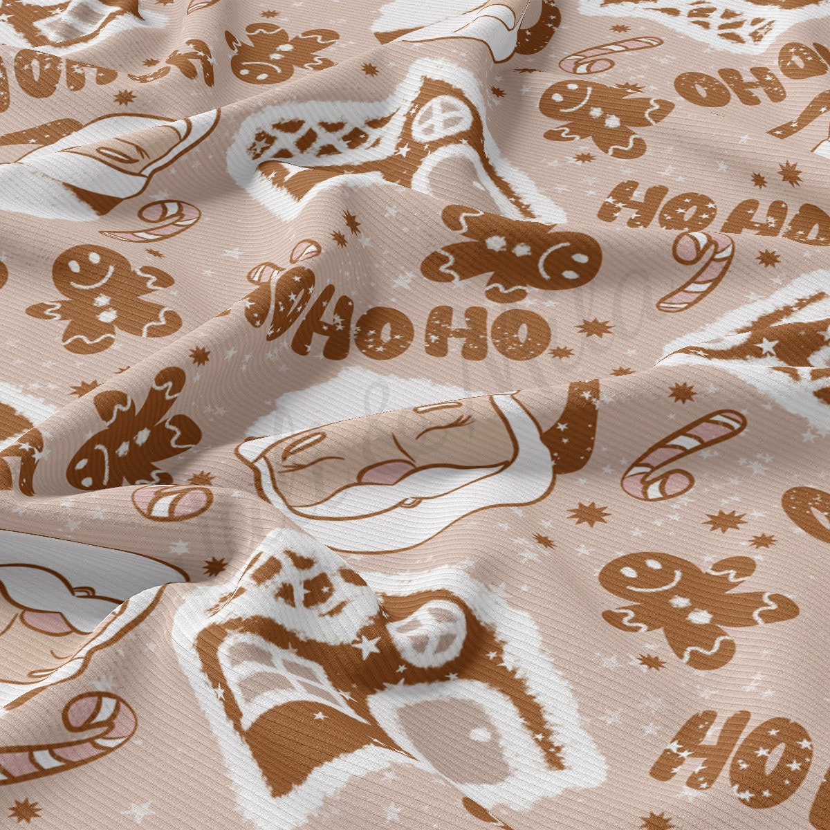 Christmas Rib Knit Fabric by the Yard Ribbed Jersey Stretchy Soft Polyester Stretch Fabric 1 Yard RBK2047