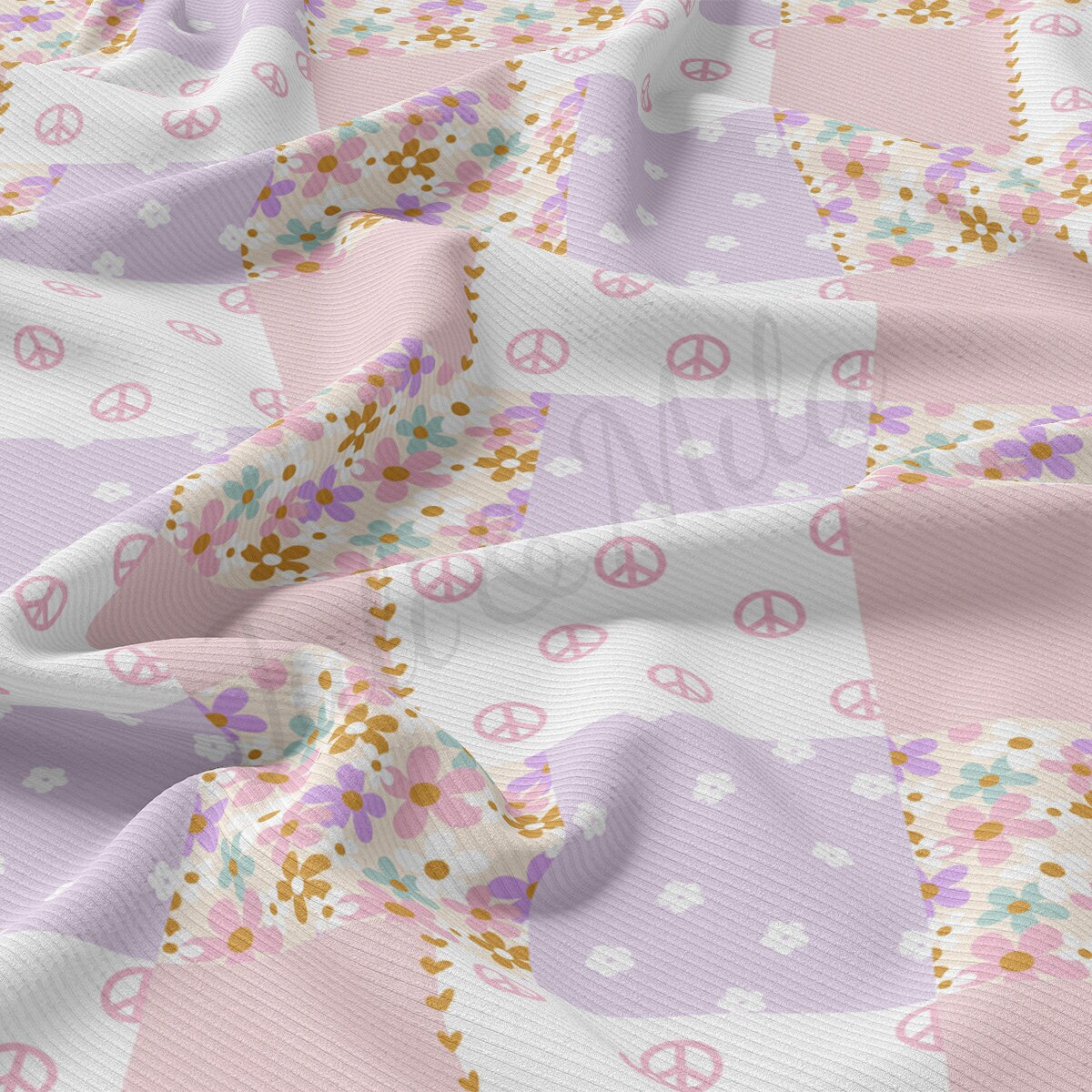 Easter Rib Knit Fabric by the Yard Ribbed Jersey Stretchy Soft Polyester Stretch Fabric 1 Yard RBK2049