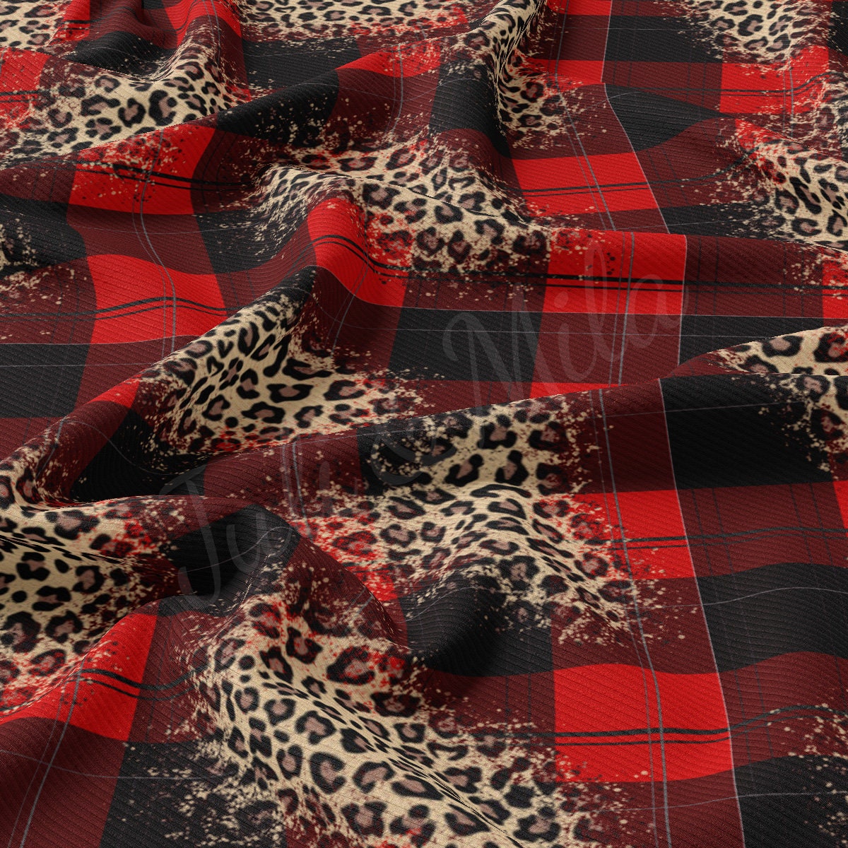 Christmas Rib Knit Fabric by the Yard Ribbed Jersey Stretchy Soft Polyester Stretch Fabric 1 Yard RBK2058